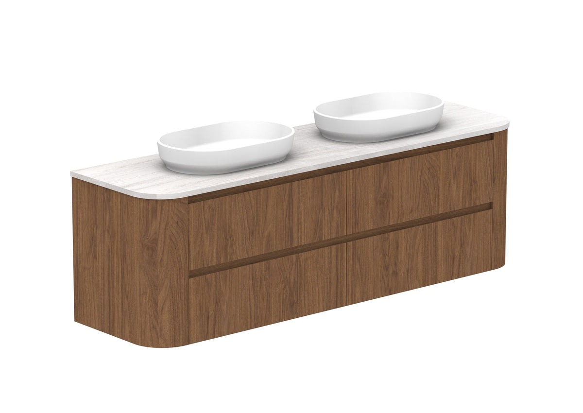ADP Thea Wall Hung Vanity 1800mm double bowl in Florentine Walnut