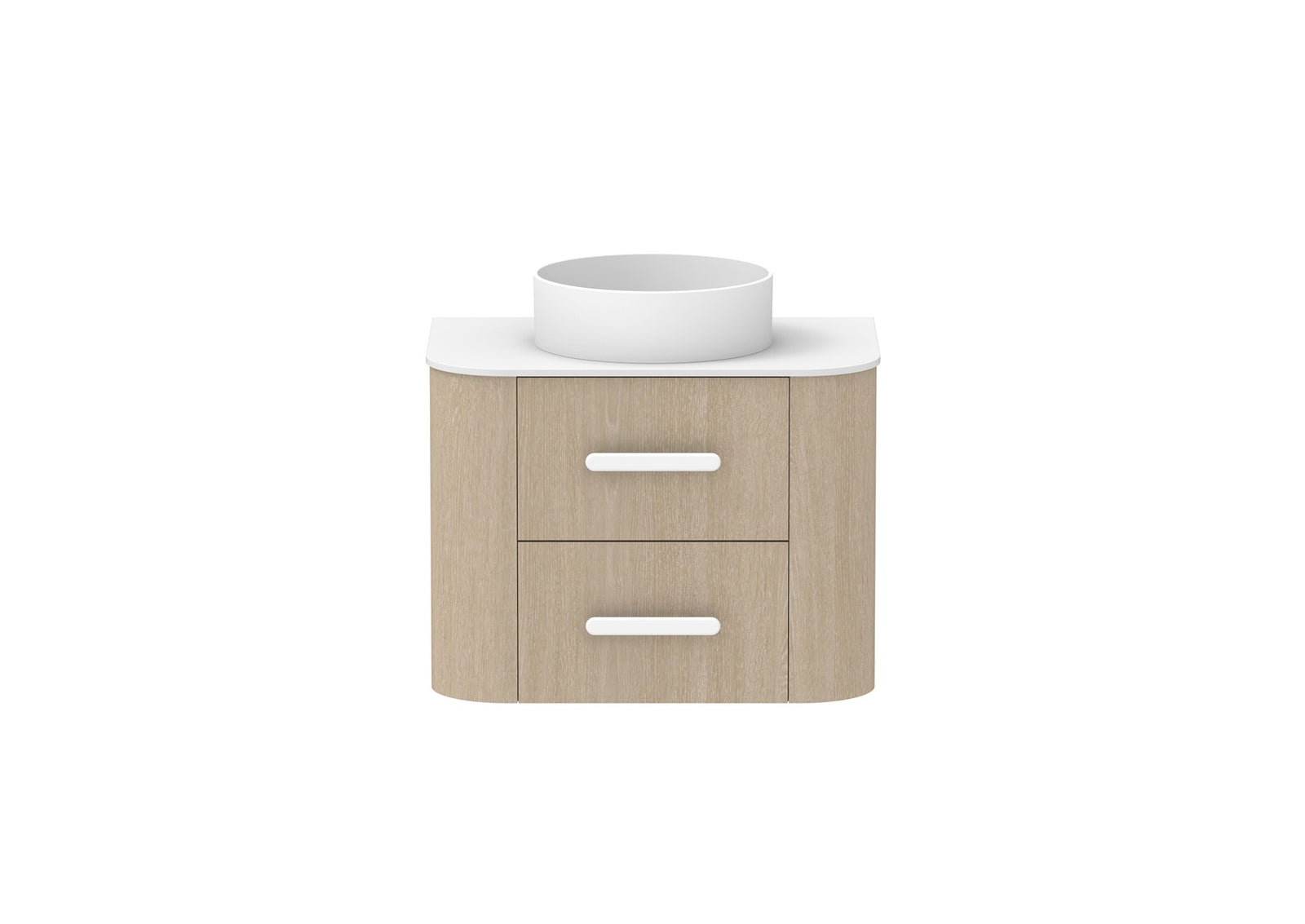 ADP Thea Wall Hung Vanity 750mm centre bowl in Coastal Oak, front view