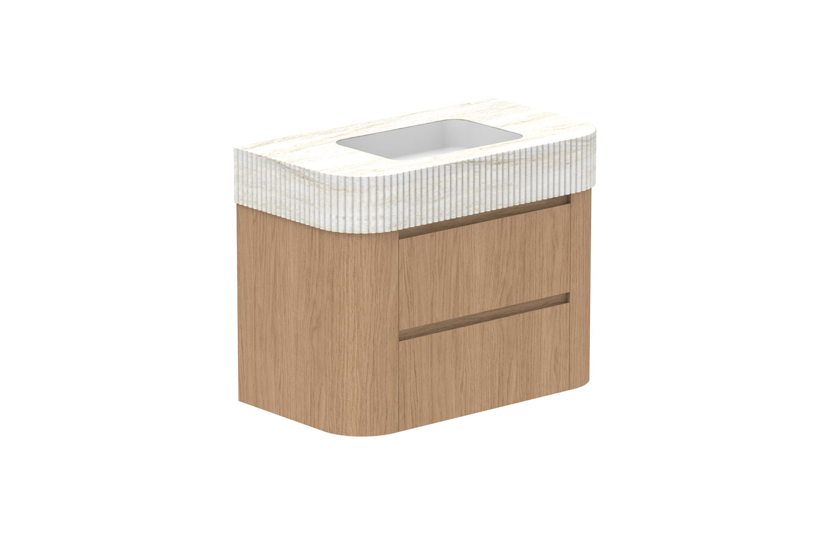 ADP Thea Wall Hung Vanity 900mm centre bowl in Boston Oak, Imperial top