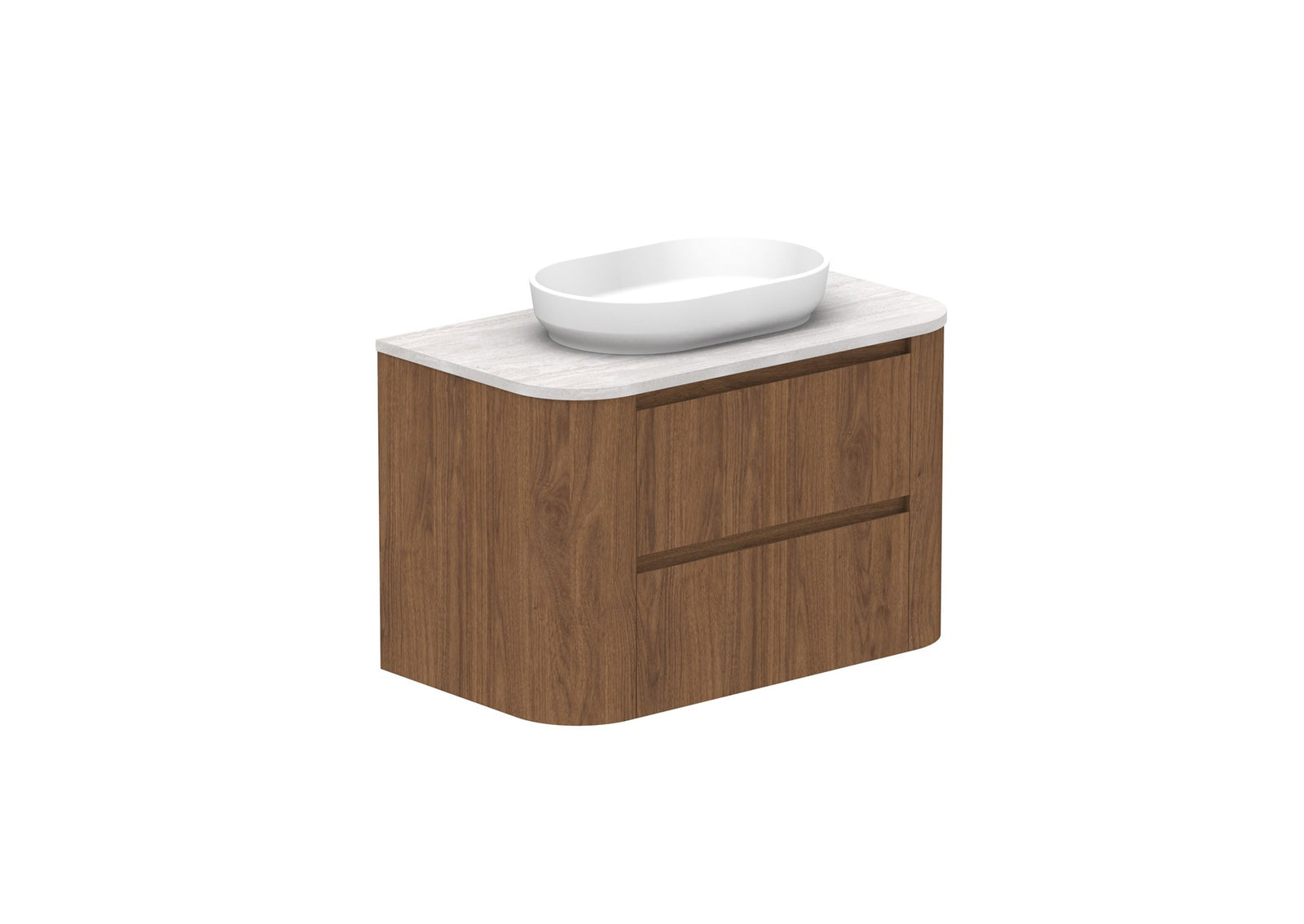 ADP Thea Wall Hung Vanity 900mm centre bowl in Florentine Walnut
