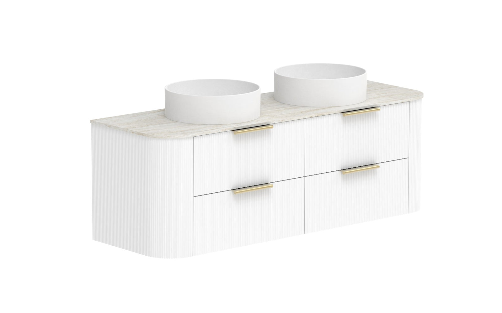 ADP Thirroul Wall Hung Vanity 1500mm double bowl in Ultra White