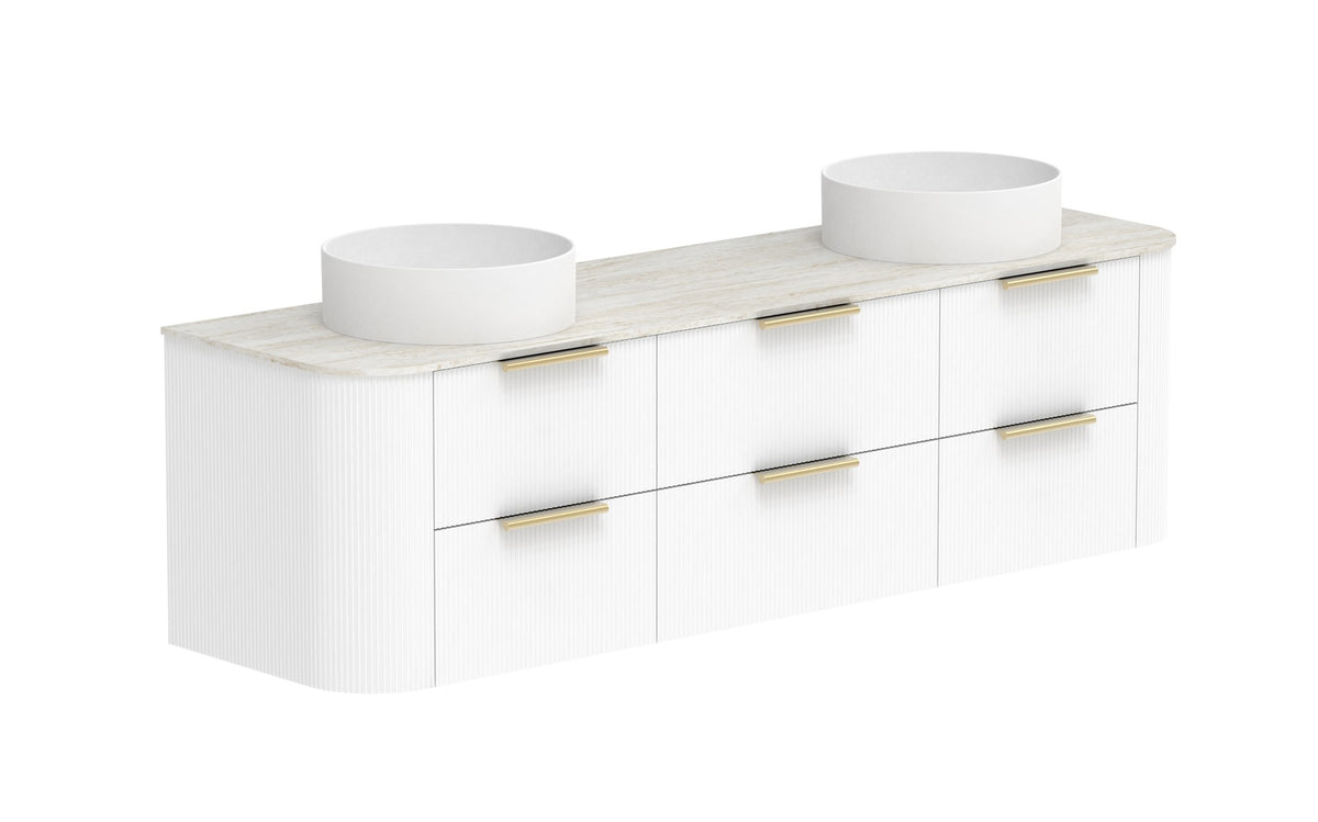 ADP Thirroul Wall Hung Vanity 1800mm double bowl in Ultra White