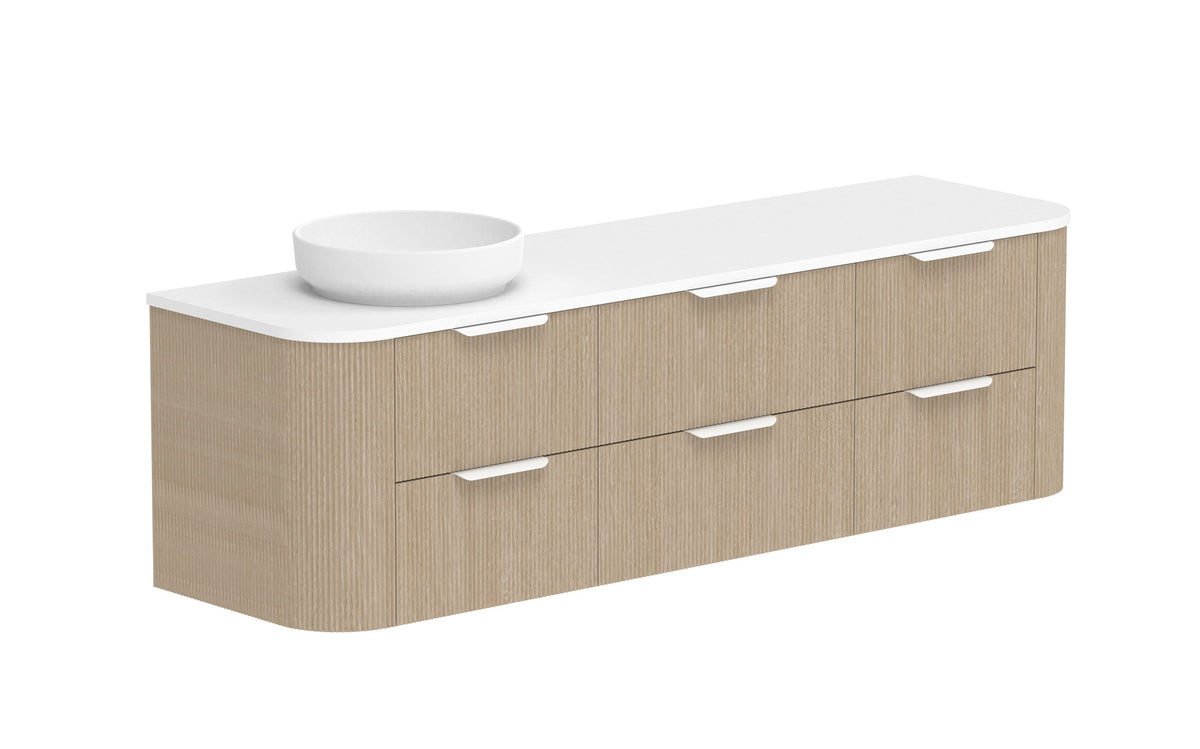 ADP Thirroul Wall Hung Vanity 1800mm left offset bowl in Coastal Oak