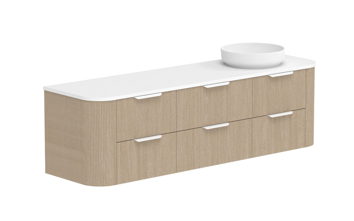 ADP Thirroul Wall Hung Vanity 1800mm right offset bowl in Coastal Oak