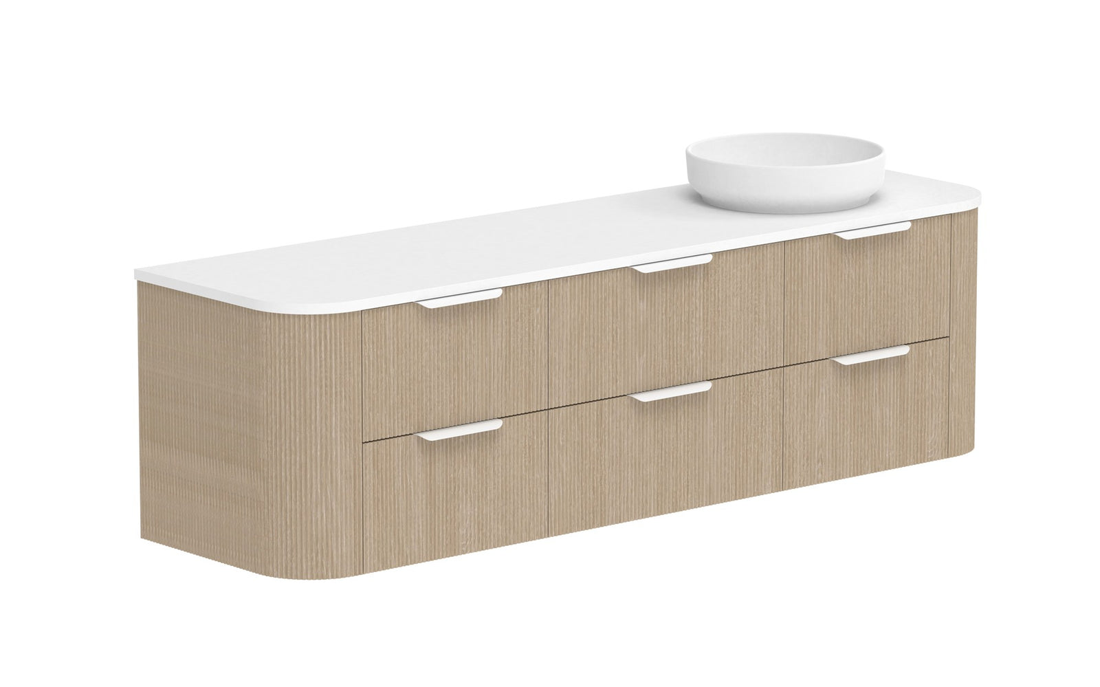 ADP Thirroul Wall Hung Vanity 1800mm right offset bowl in Coastal Oak