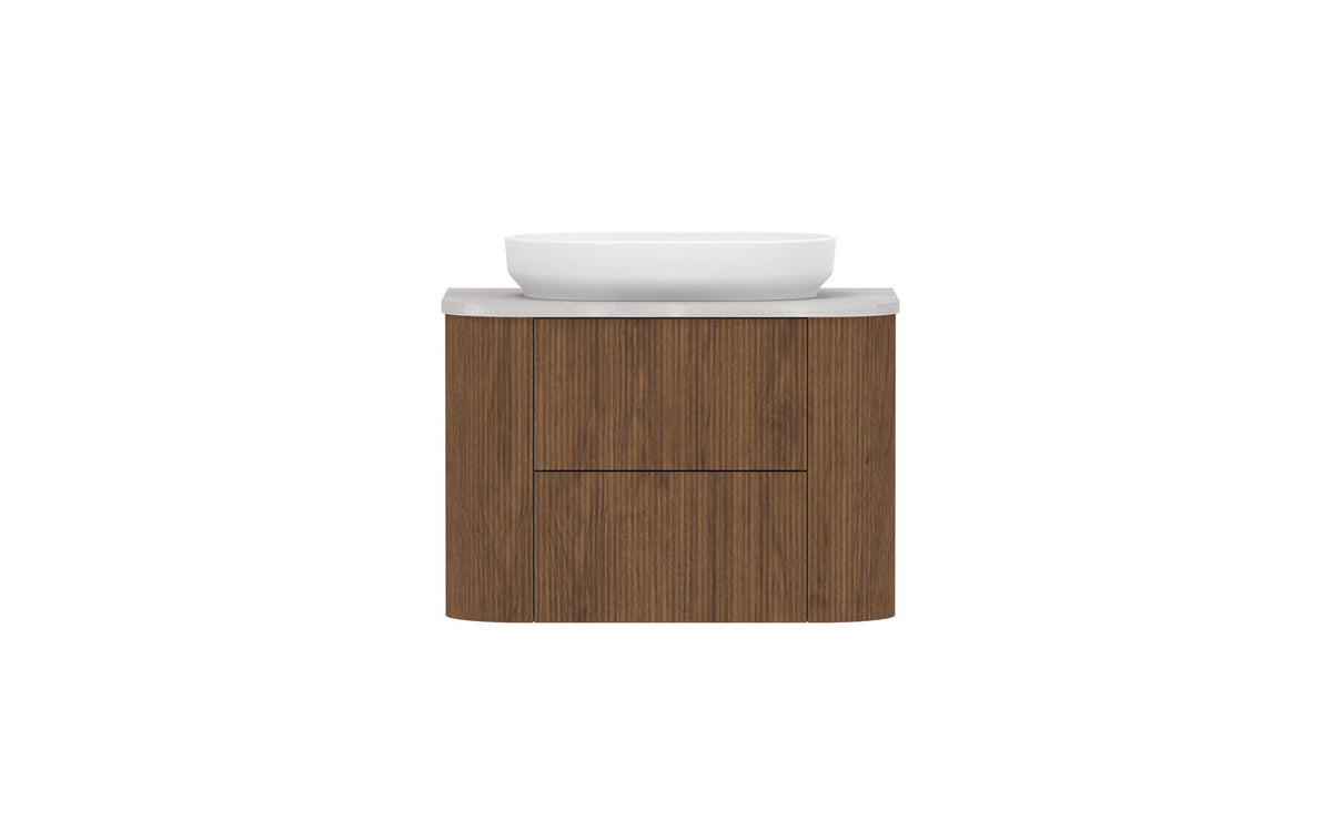 ADP Thirroul Wall Hung Vanity 750mm centre bowl in Florentine Walnut, front view
