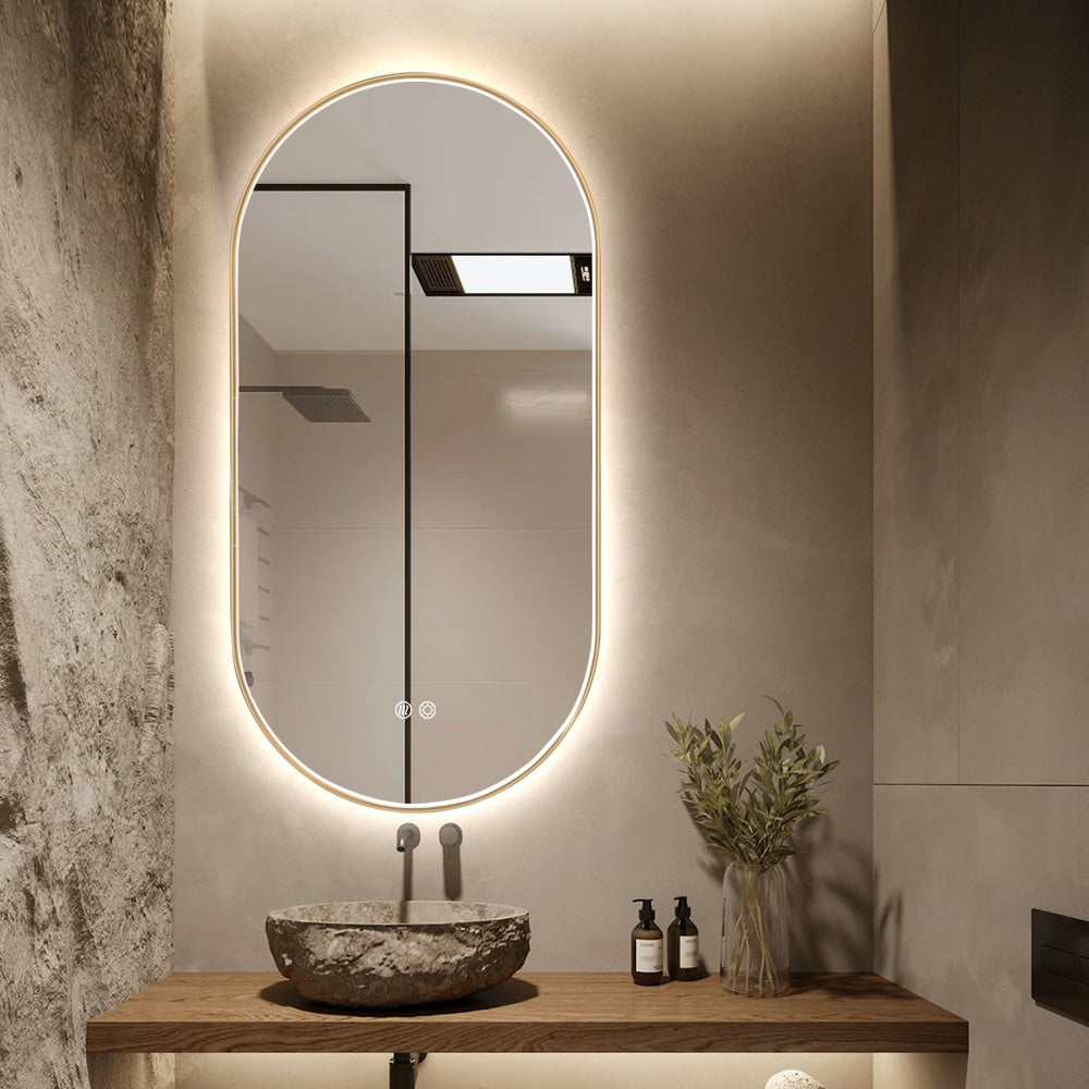 Oval LED Bathroom Mirror – Frontlit with Defogger & Dimmable