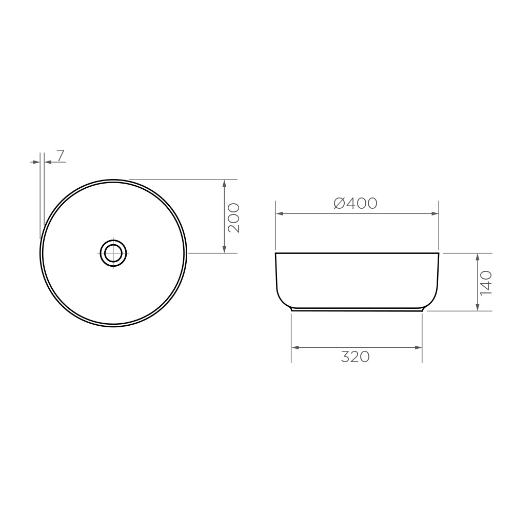Arcisan Ø400 x 140 Above Counter Basin
