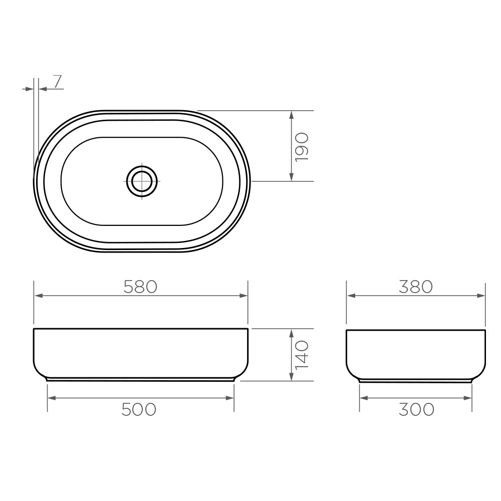 Arcisan 580 x 380 x 140 Above Counter Basin