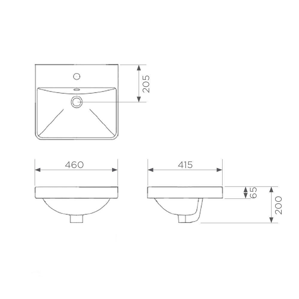 Arcisan 460 x 415 Semi-Inset Basin with 1-taphole