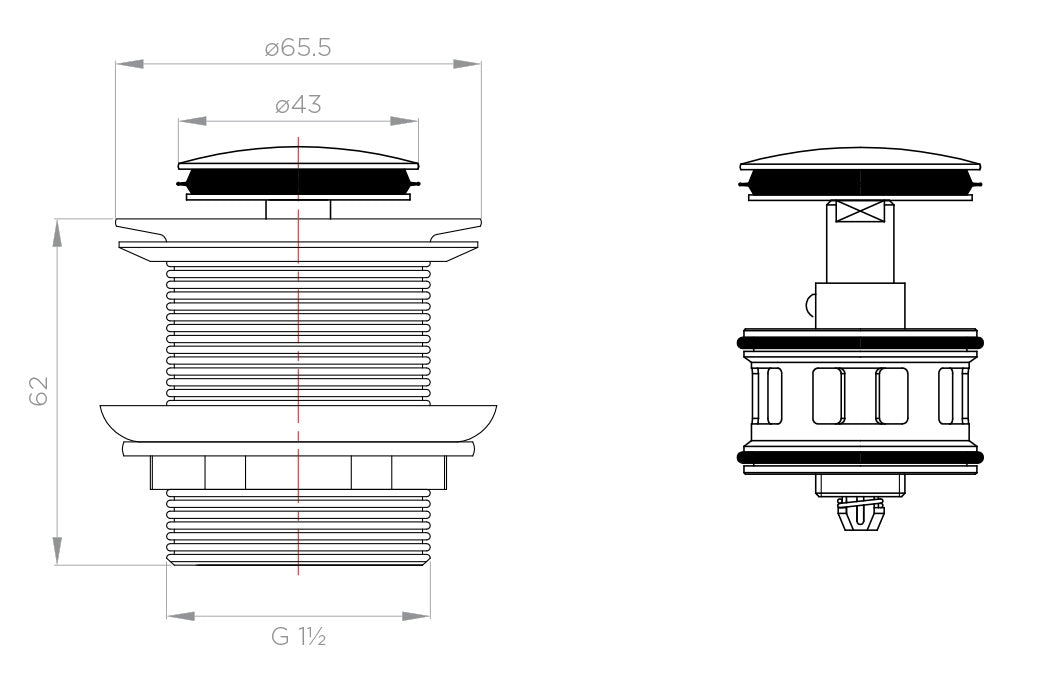 Arcisan Push Operated Removable Pop-Up Bath Waste