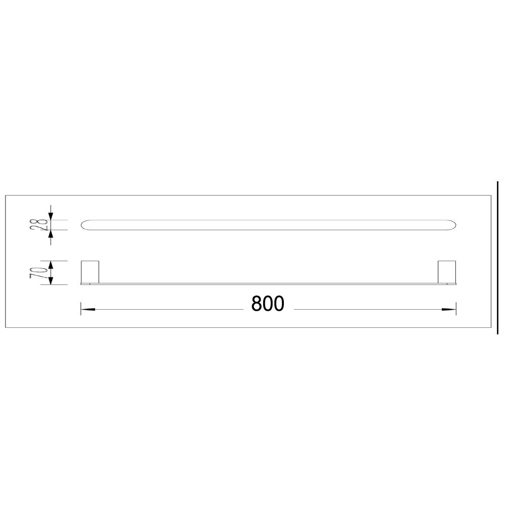 Norico Esperia Chrome Solid Brass Single Towel Rail 800mm