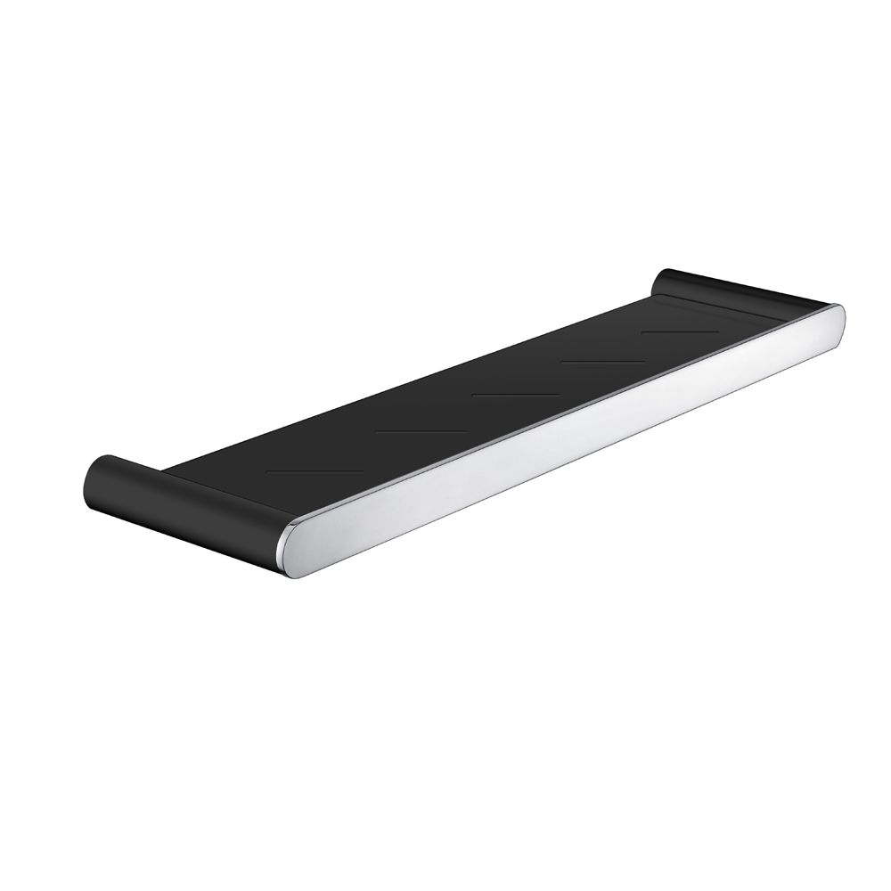 Esperia Solid Brass Black & Chrome Towel Shelf