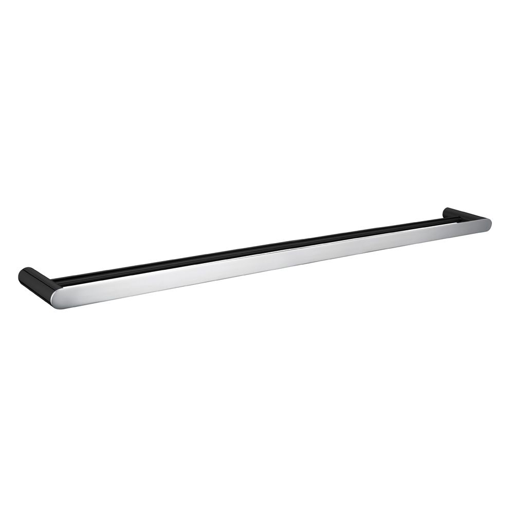 Esperia Black & Chrome Solid Brass Double Towel Rail 800mm