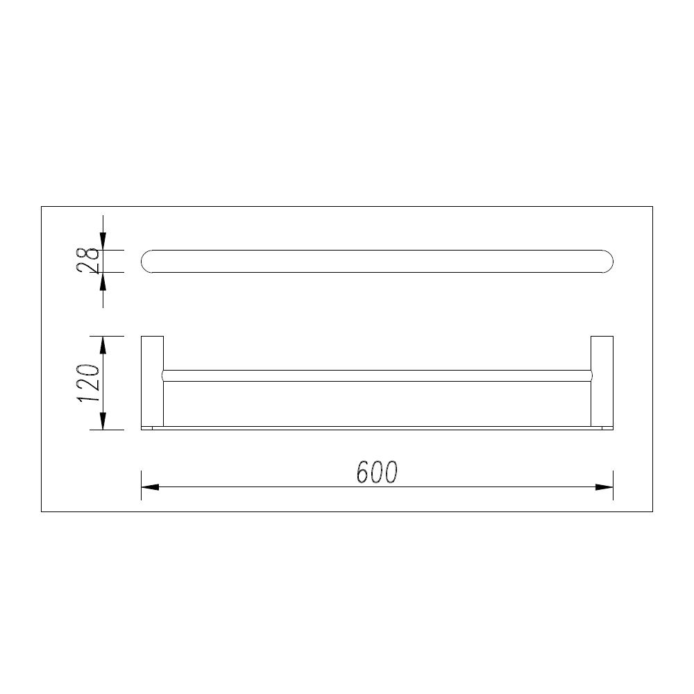 Norico Esperia Black Solid Brass Double Towel Rail 600mm