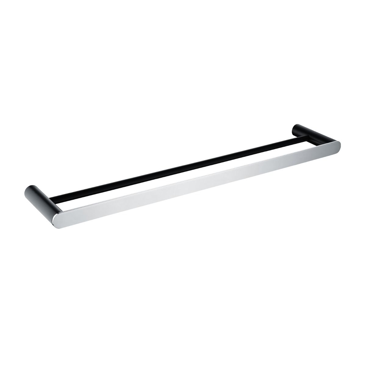 Esperia Matte Black &amp; Chrome Double Towel Rail 600mm