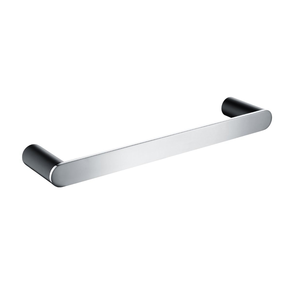 Esperia Matte Black &amp; Chrome Towel Ring 300mm