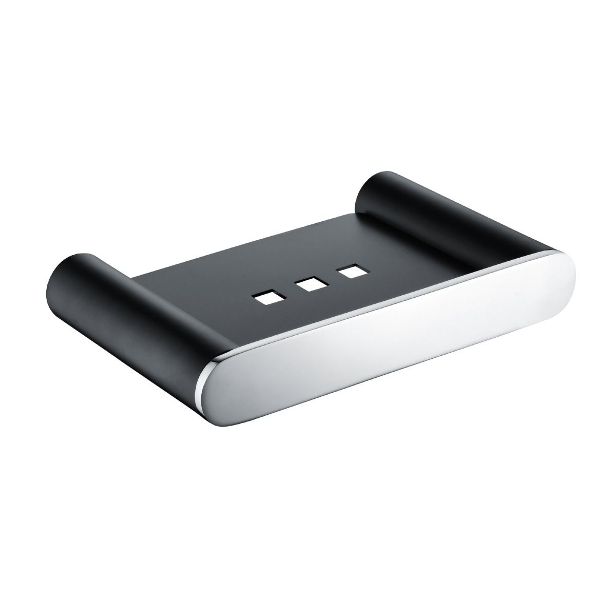 Esperia Matte Black &amp; Chrome Soap Dish Holder