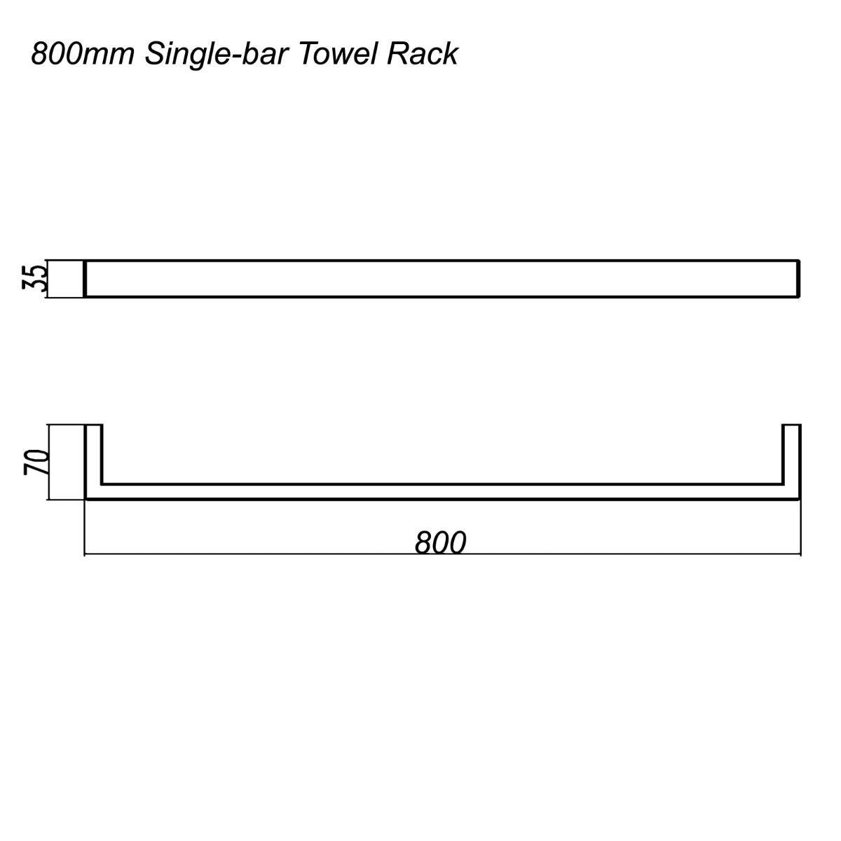 Norico Cavallo Chrome Square Single Towel Rail 800mm