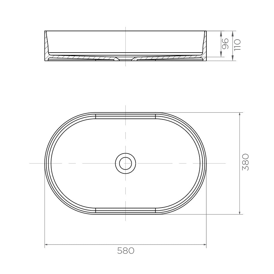 Arcisan Solid Surface 580 x 380mm Above Counter Basin