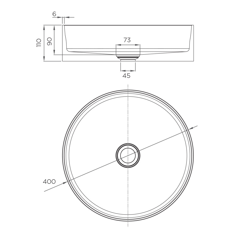 Arcisan Arcistone Ø400 x 110mm Above Counter Basin
