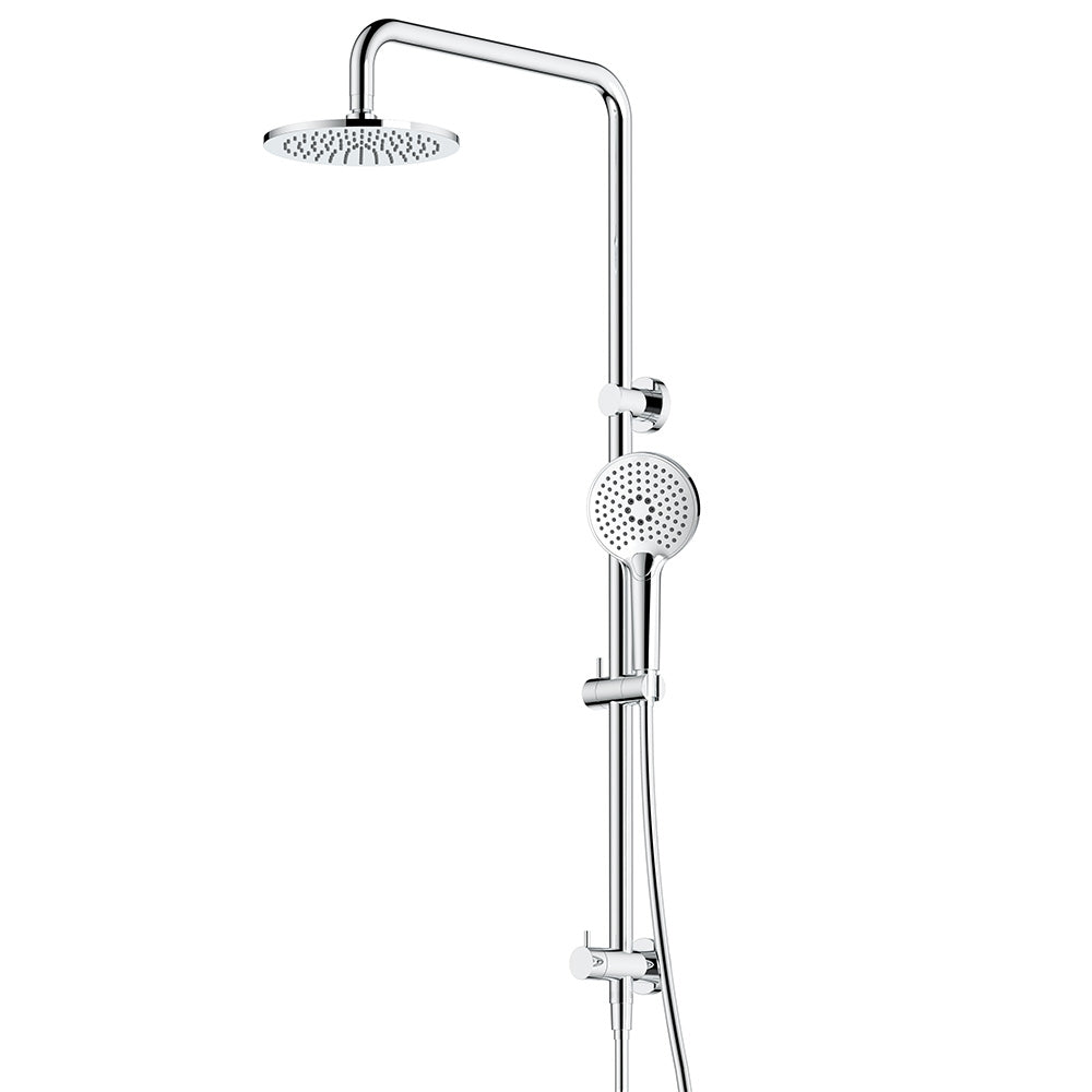 Arcisan Dual Inlet Squareline Shower Column Ø200mm Head, Fusion Air Push Button Hand Shower