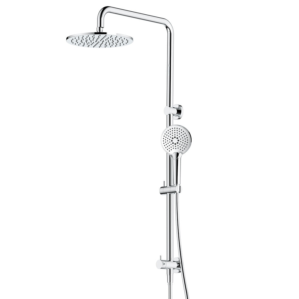 Arcisan Dual Inlet Squareline Shower Column Ø250mm Head, Fusion Air Push Button Hand Shower