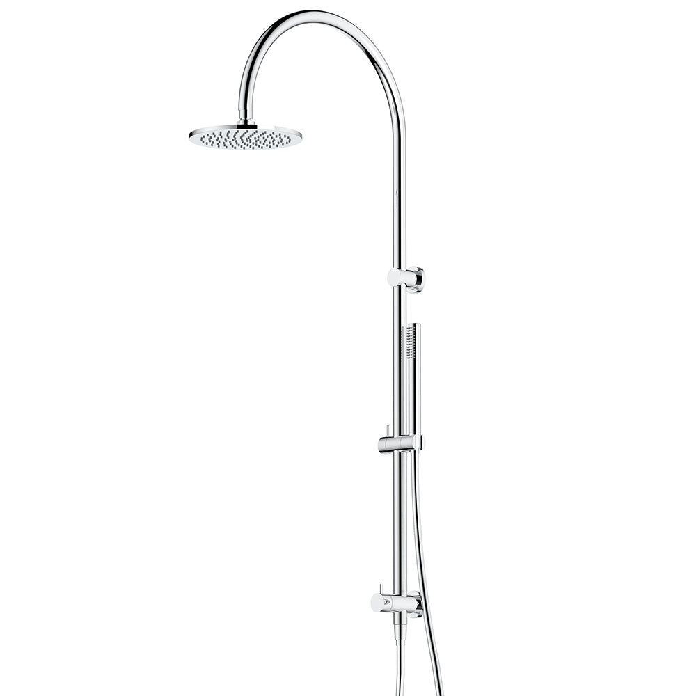 Arcisan Dual Inlet Goose Neck Shower Column Ø200mm Head, Tubular Brass Hand Shower