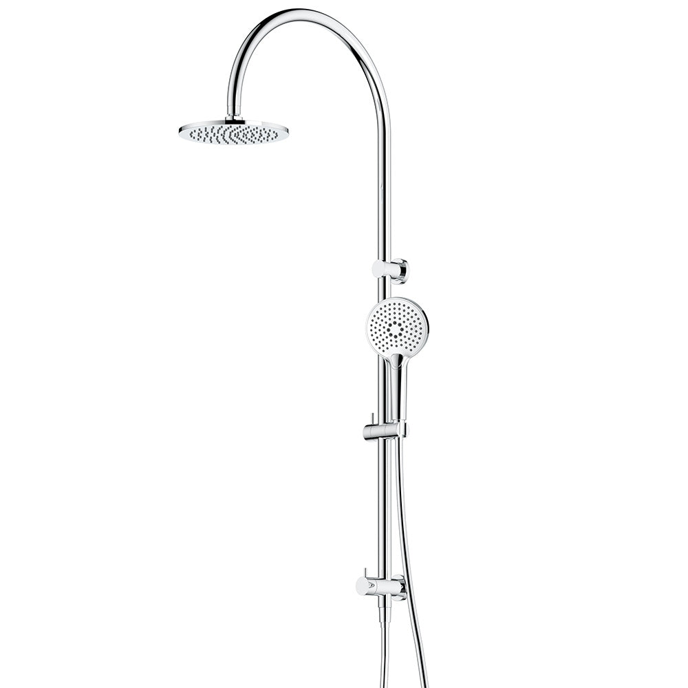 Arcisan Dual Inlet Goose Neck Shower Column Ø200mm Head, Fusion Air Push Button Hand Shower