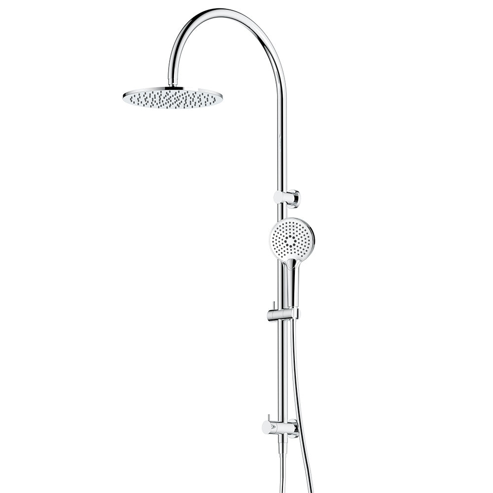 Arcisan Dual Inlet Goose Neck Shower Column Ø250mm Head, Fusion Air Push Button Hand Shower