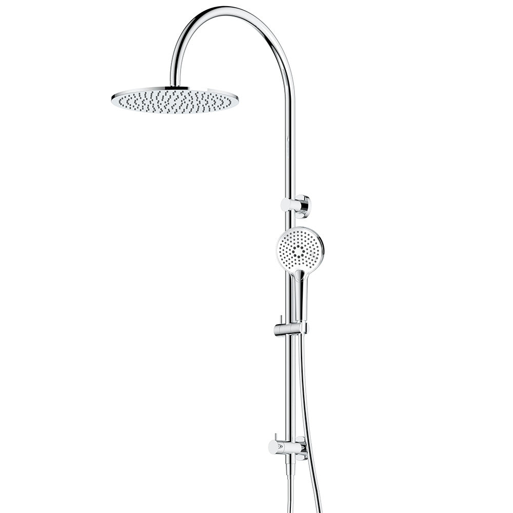 Arcisan Dual Inlet Goose Neck Shower Column Ø300mm Head, Fusion Air Push Button Hand Shower