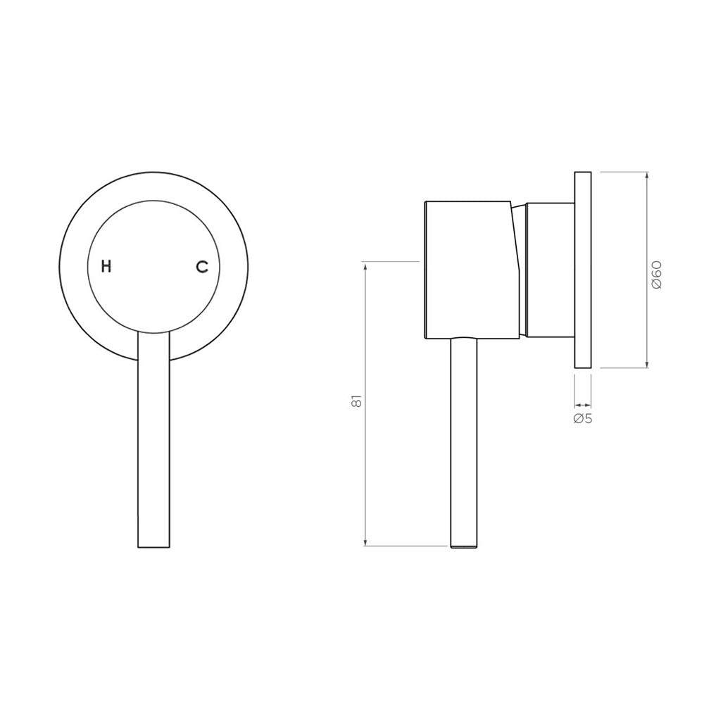 Arcisan Axus Pin Shower or Bath Mixer 60mm Cover Plate