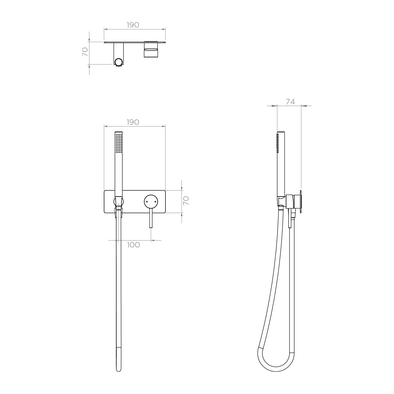 Arcisan Axus Pin Shower Mixer and Handshower with Plate