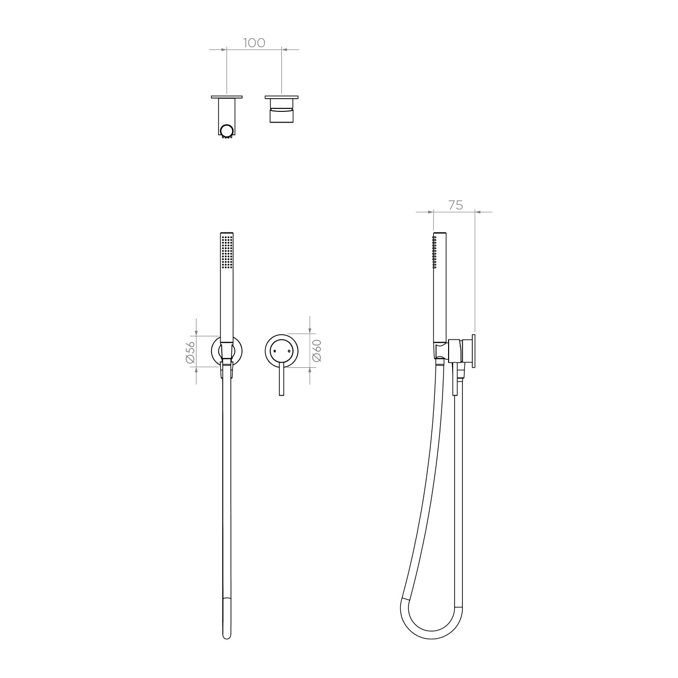 Arcisan Axus Pin Shower Mixer and Handshower