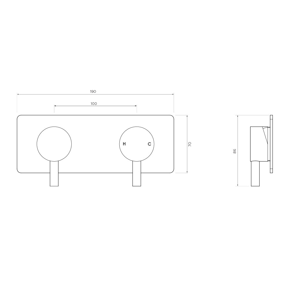 Arcisan Axus Pin Shower Mixer and 3-way Diverter with Plate