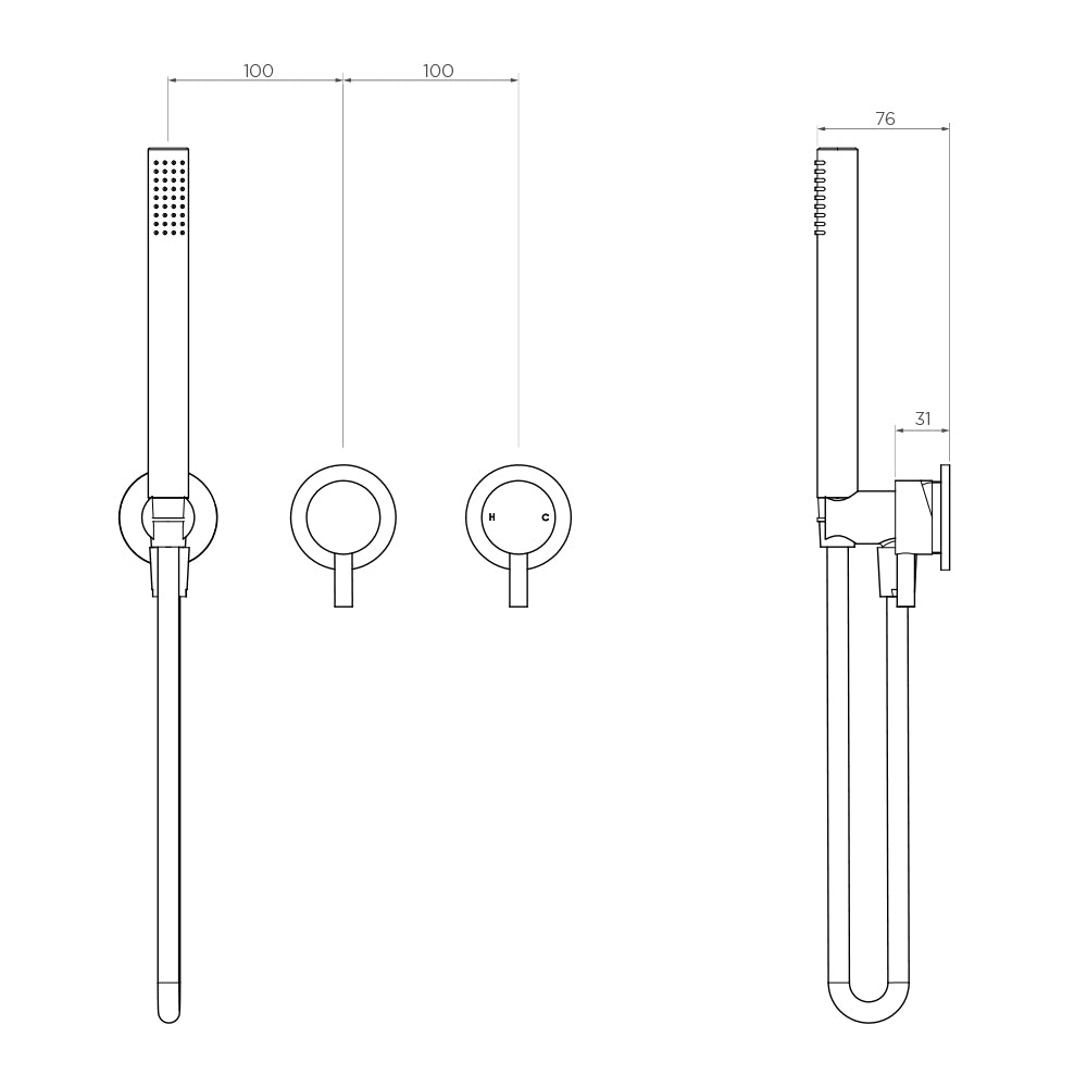 Arcisan Axus Pin Shower Mixer, Diverter and Handshower