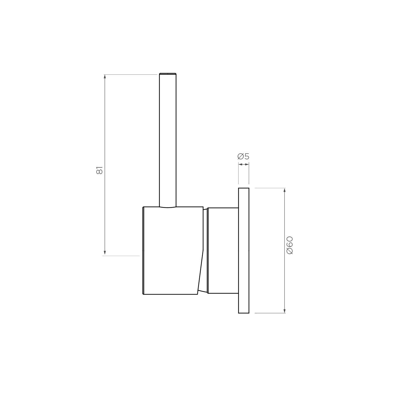 Arcisan Axus Pin Shower or Bath Mixer - Lever Up - 60mm Cover Plate