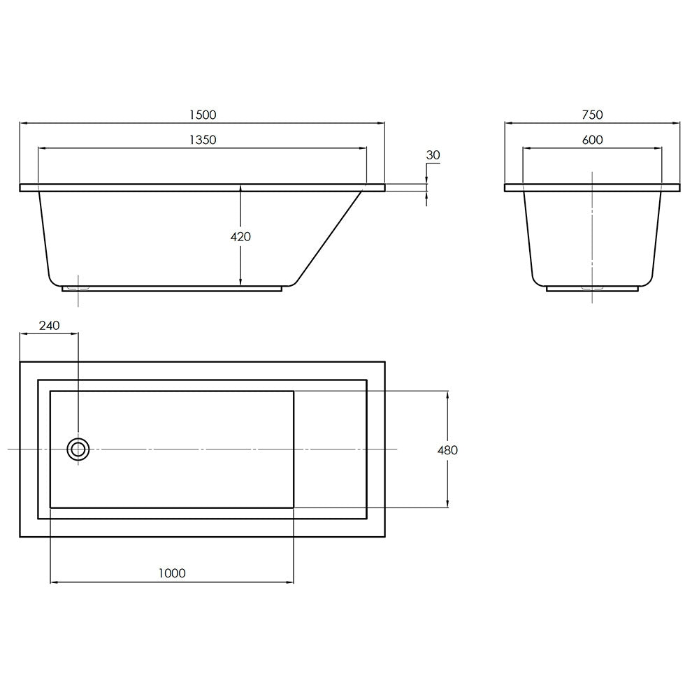 Arcisan Axus 1500 Acrylic Inset Bath