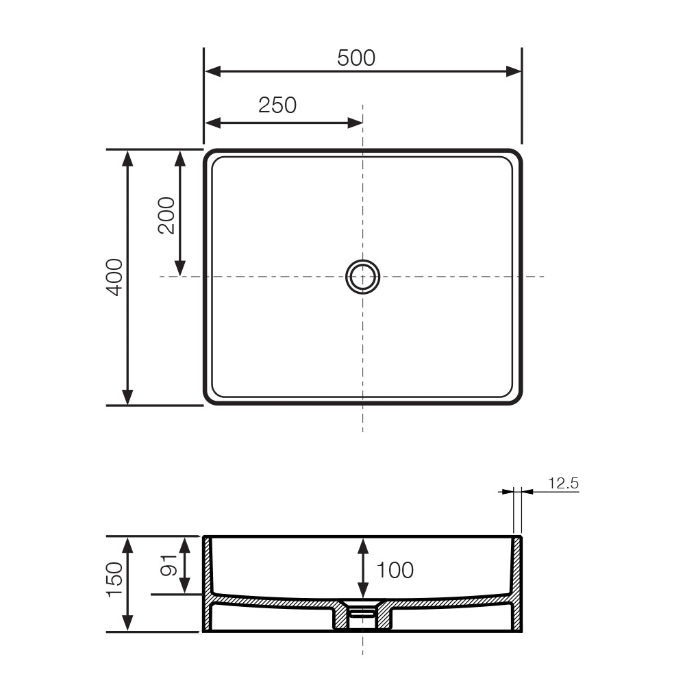 Arcisan Eneo 500 x 400 Solid Surface Basin