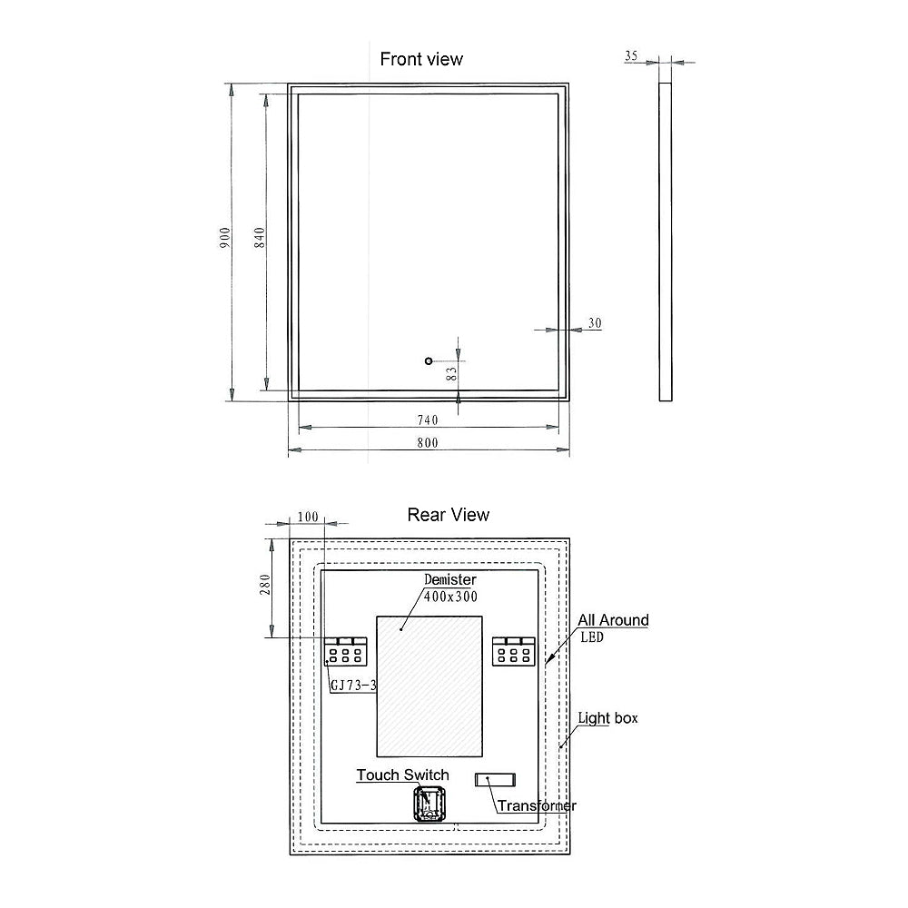 Arcisan Kudos 80 Backlit Mirror