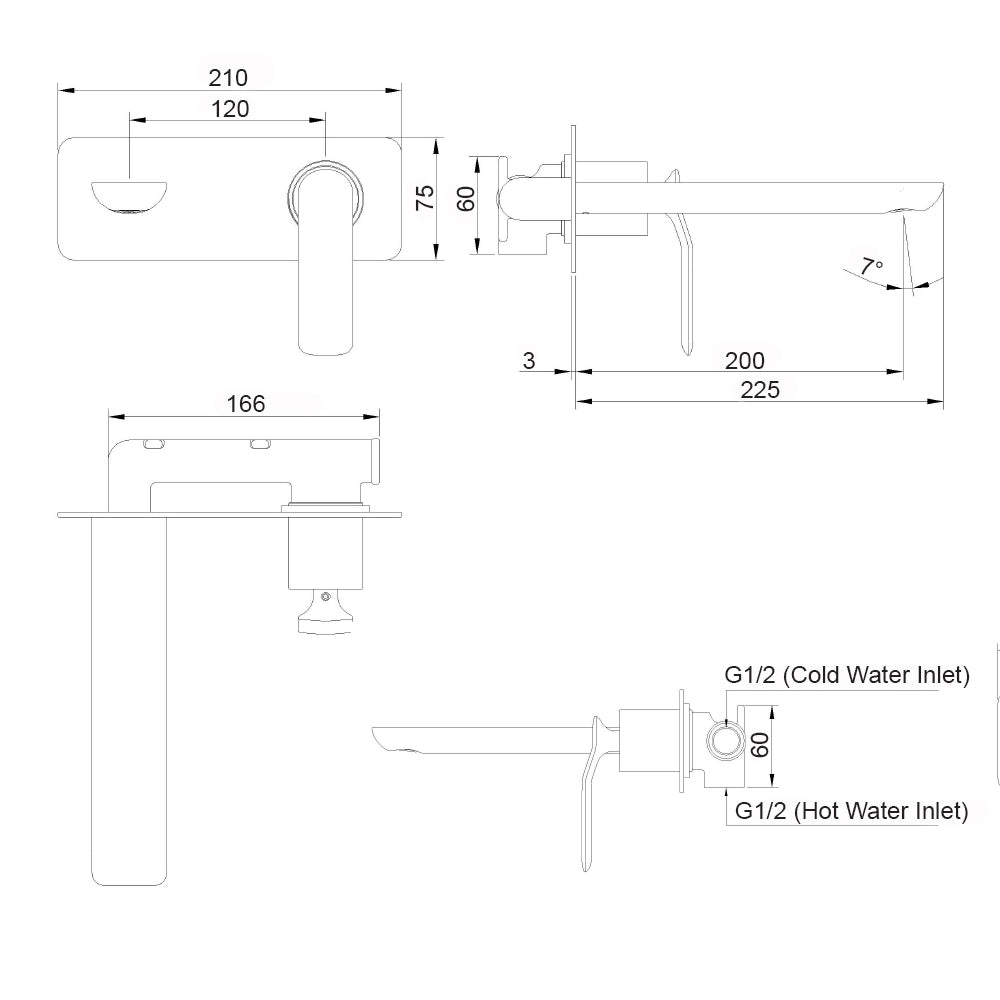 Arcisan Synergii Wall Mount Basin Mixer