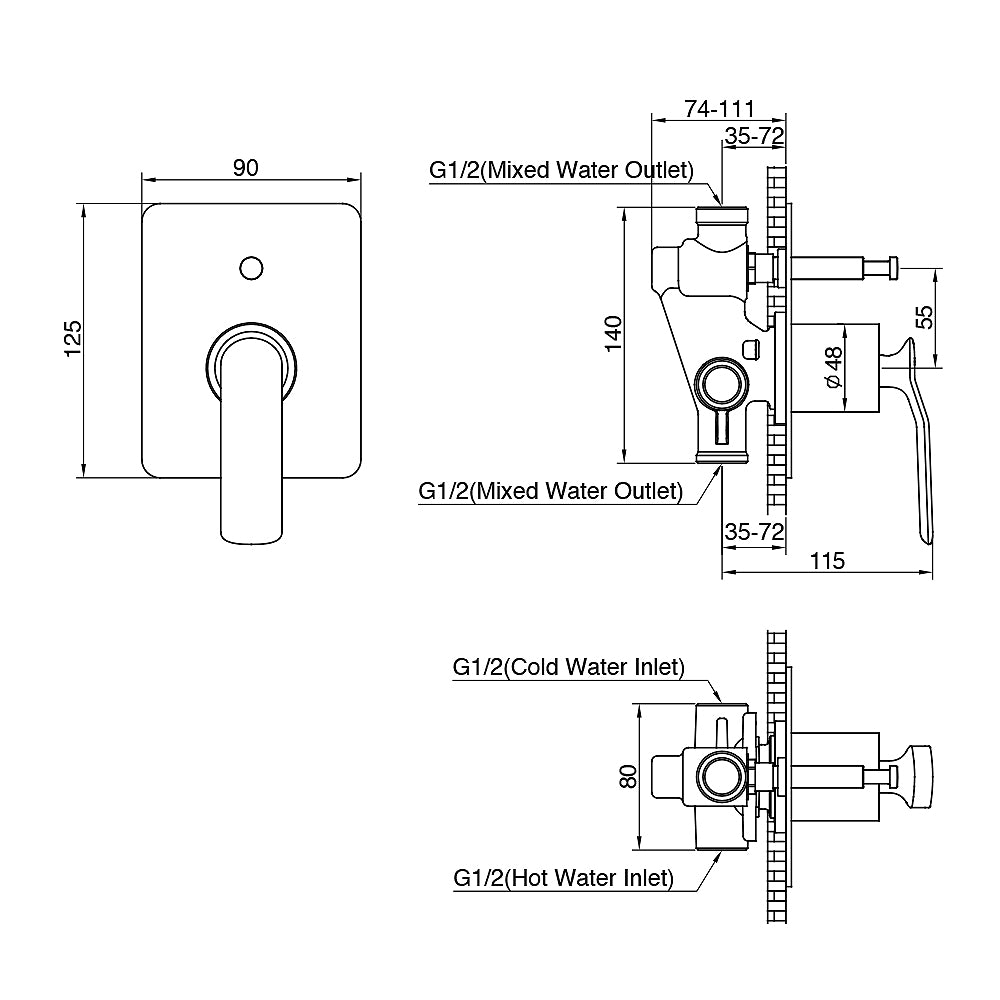 Arcisan Synergii Shower or Bath Mixer with Diverter Button