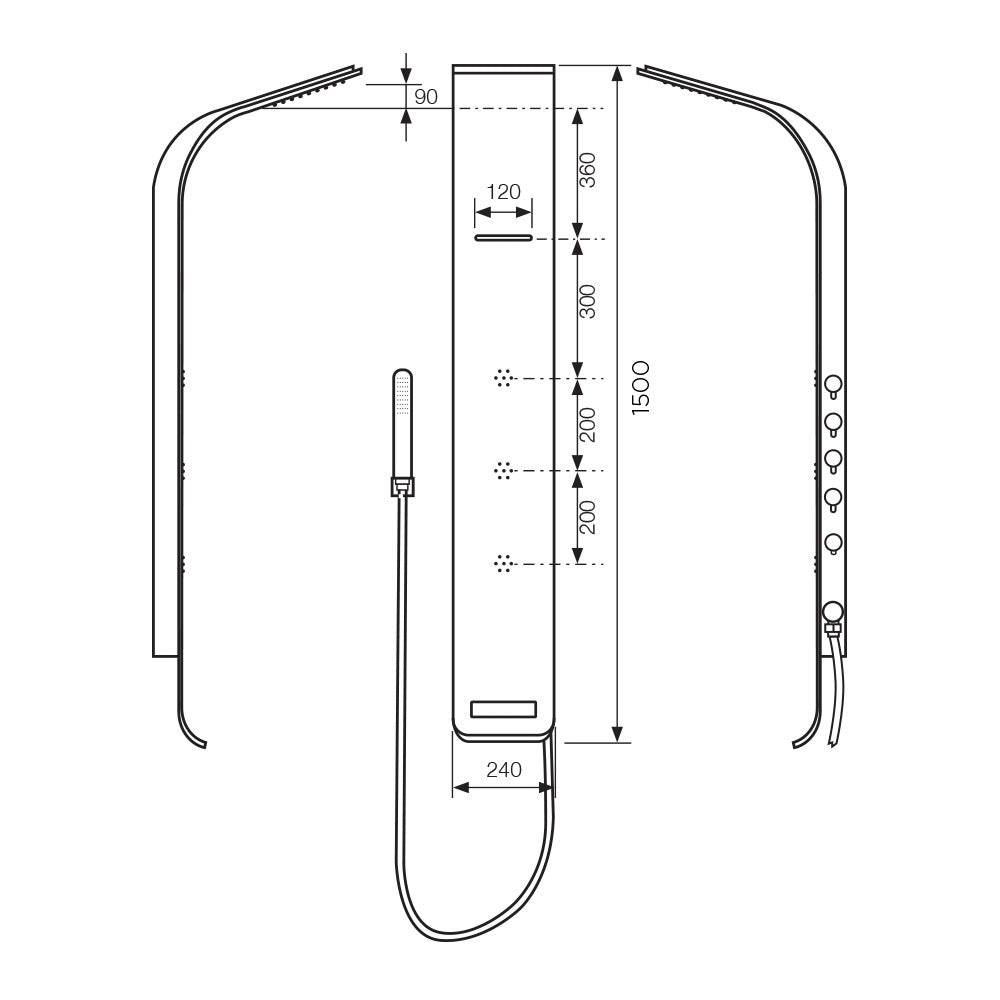 Arcisan Synergii Shower Panel - Right Side Operation