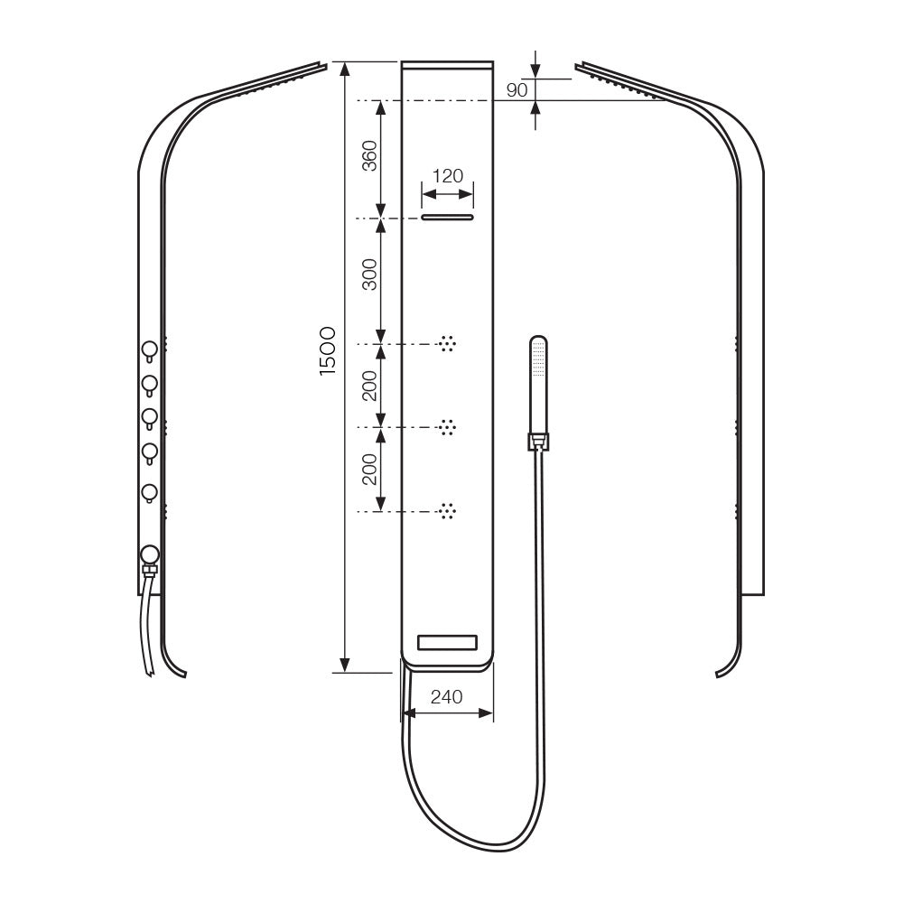 Arcisan Synergii Shower Panel - Left Side Operation