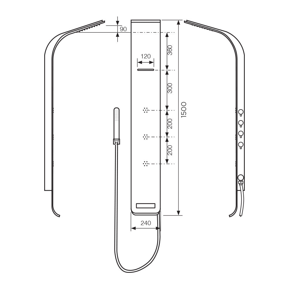 Arcisan Synergii Retrofittable Shower Panel - Right Side Operation