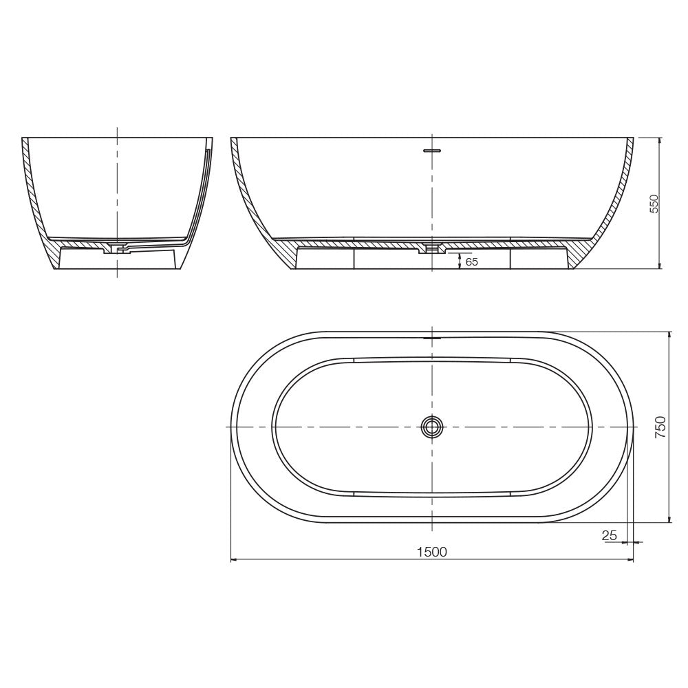 Arcisan Synergii Solid Surface 1500 Freestanding Bath
