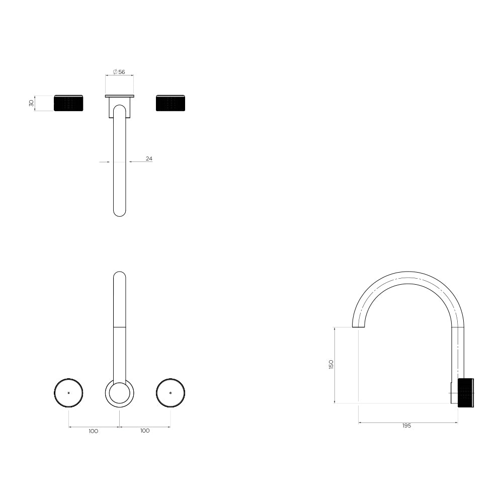 Arcisan Trillion Wall Mount Kitchen or Laundry Set with Swivel Spout