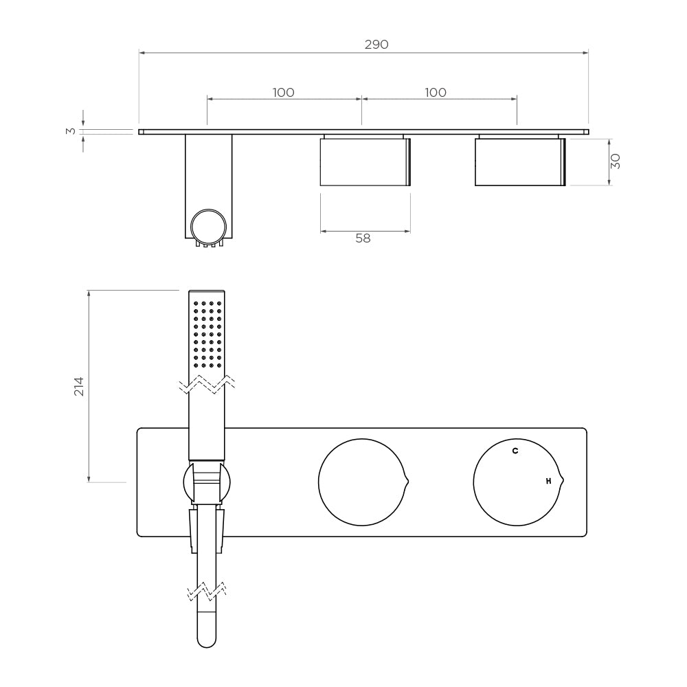 Arcisan Venn Handshower, Mixer and 3-way Diverter Set with Plate