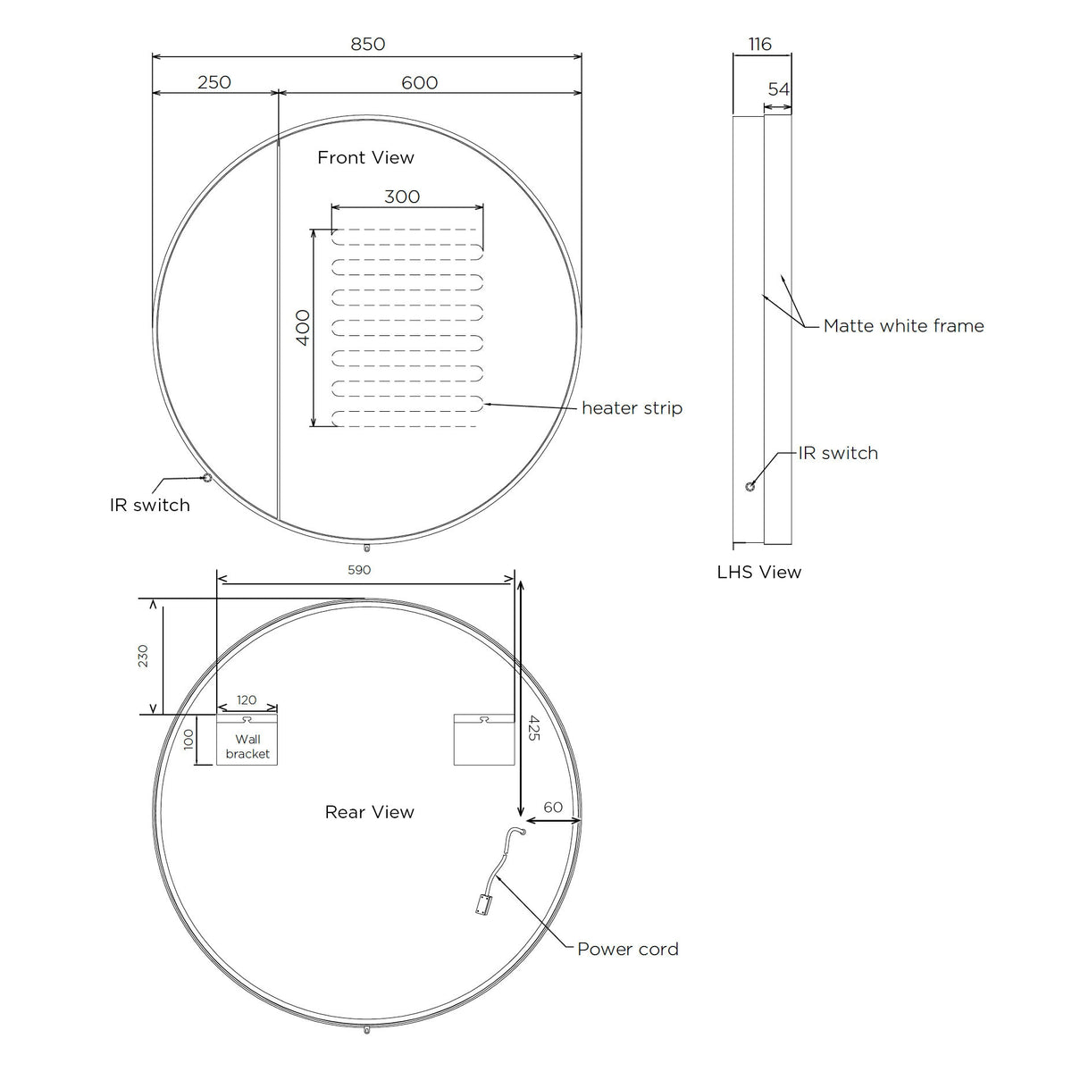 Arcisan Venn Ø850 Mirror Cabinet