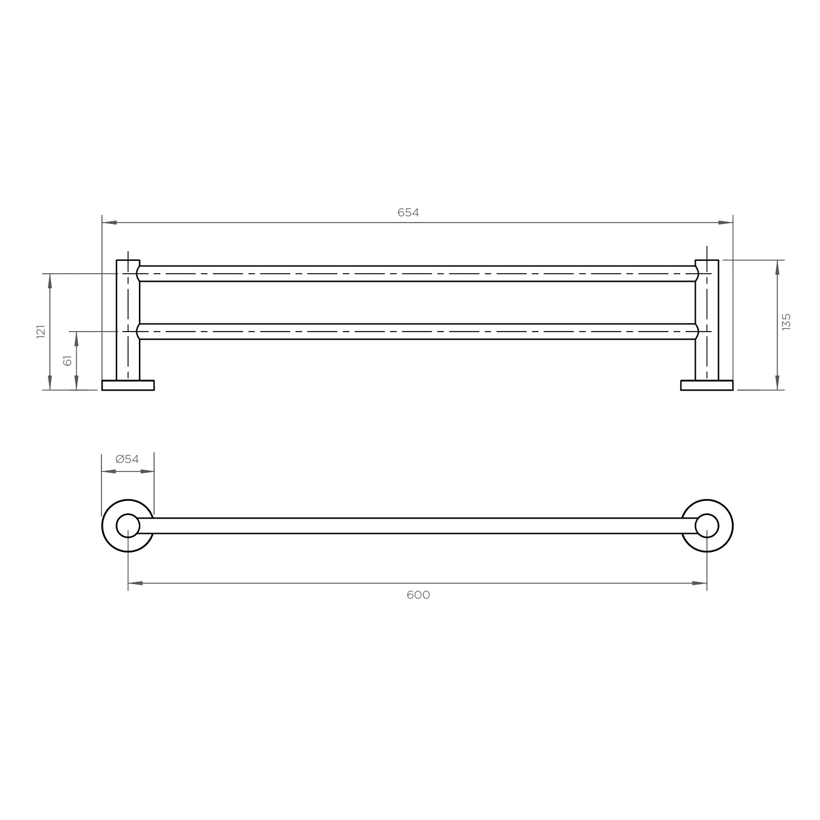 Arcisan Volis Double Towel Rail - 600mm